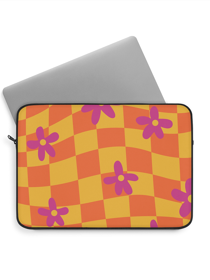 Chic Checkered Floral Laptop Sleeve product image (3)