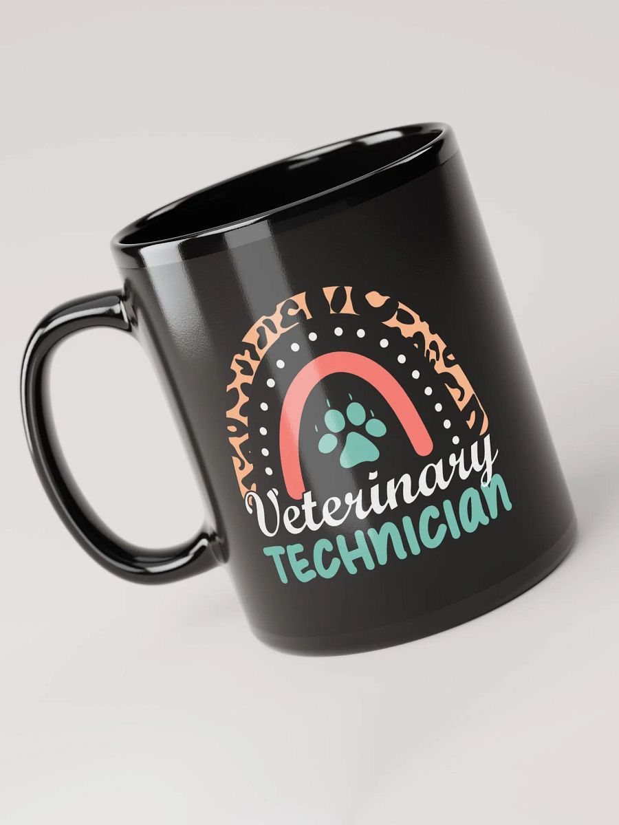 "Veterinary technician-Rainbow" black glossy mug product image (5)