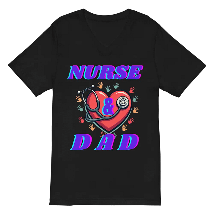Nurse & Dad Heart Stethoscope v-neck Tee product image (2)