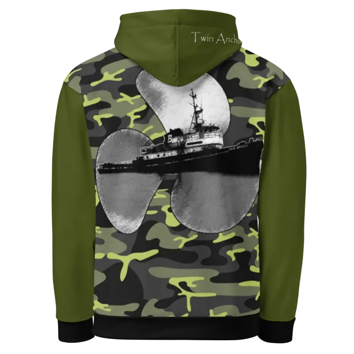 Green & Camouflage Three blade prop & Jack tug Hoodie product image (1)