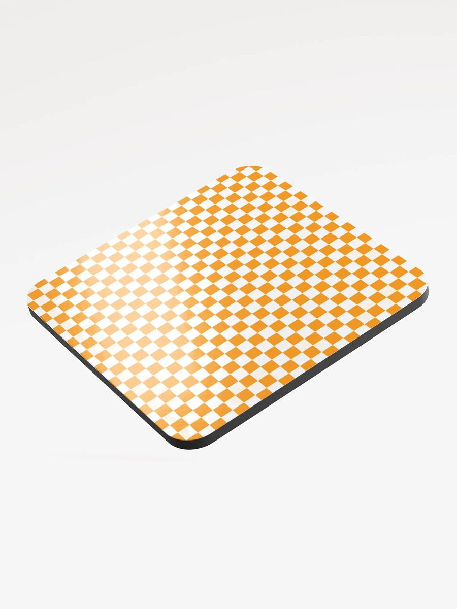 Checkers! Orange and White Checkered Cork Coaster product image (3)