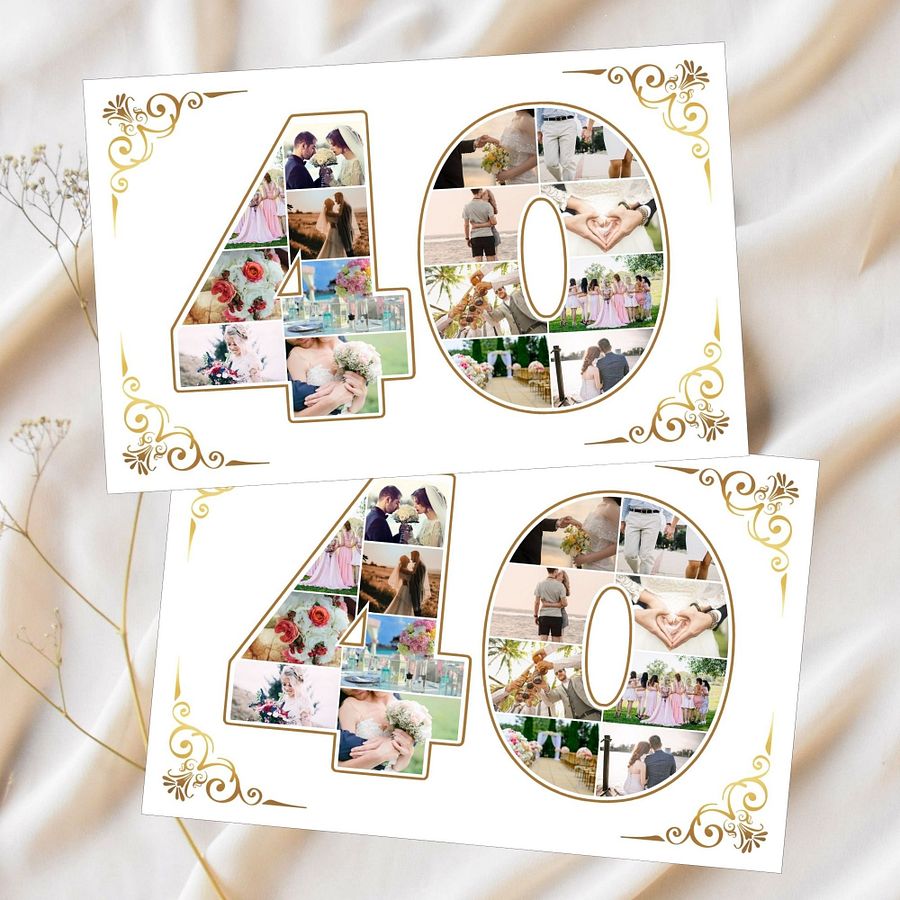 Forty Year Celebration Card Photo Collage Canva Template product image (3)