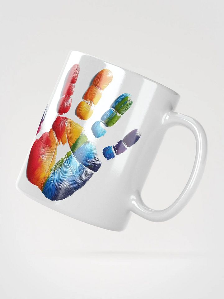 Rainbow Hand Print #Stylish Glossy White Mug product image (2)