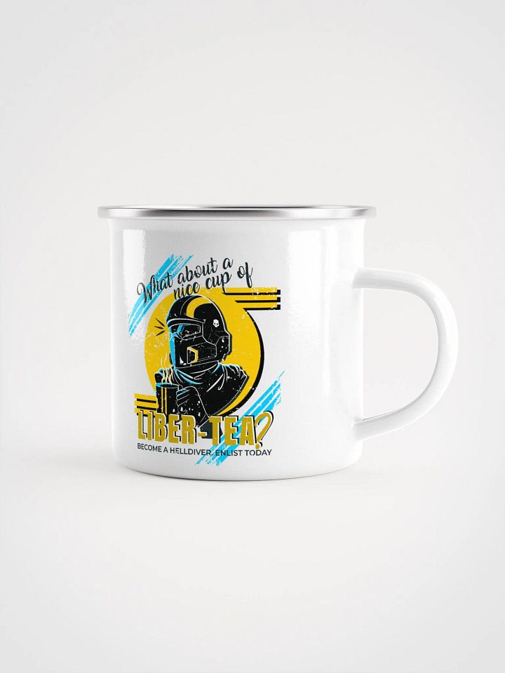Helldivers 2 Enamel Camp Mug | What About a Cup of Liber-Tea? Retro Military Design product image (1)