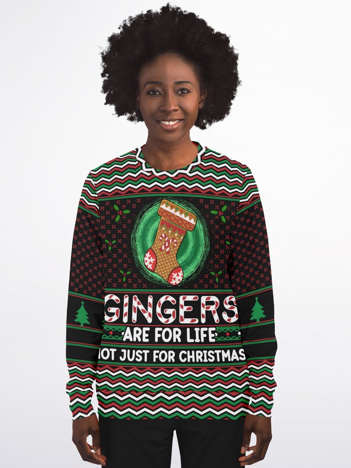 "Gingers Are For Life Not Just For Christmas" Funny Christmas Sweater | Gingerbread Pattern Holiday Sweatshirt | Festive Winter Outfit product image (5)