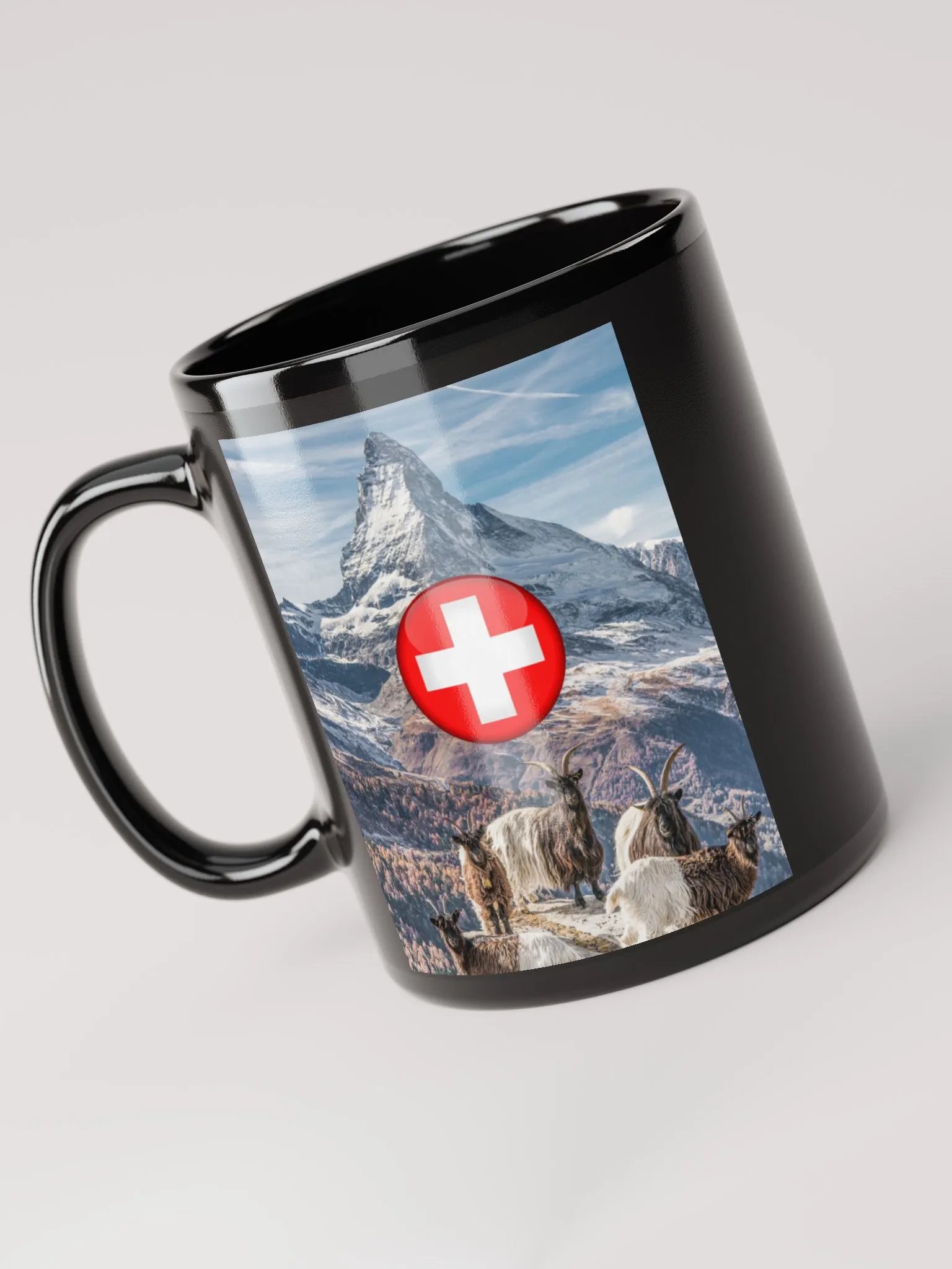 Blackneck goats with a swiss flag product image (3)