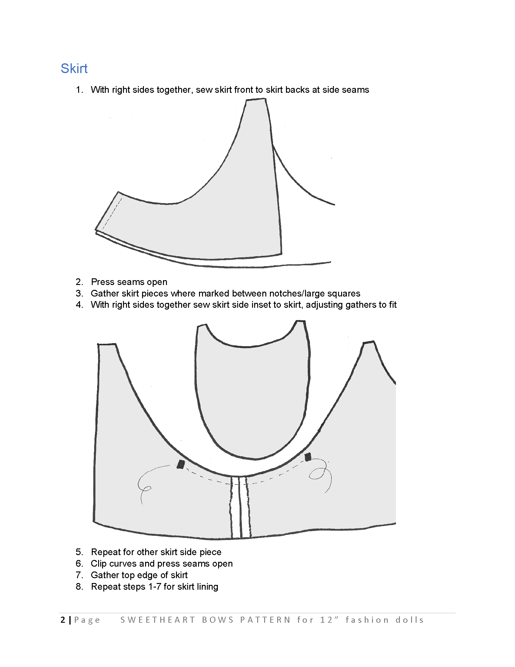 Sweetheart Bows sewing pattern for 12