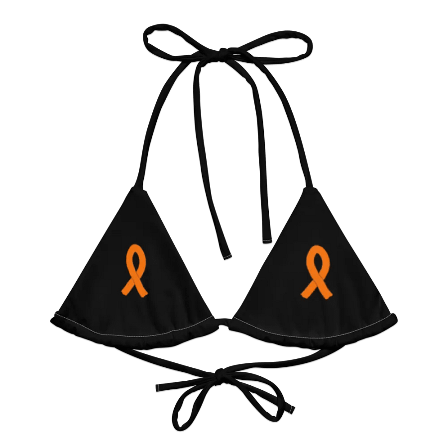White HApex Gear White Logo Cancer Awareness Orange Ribbon. Black Recycled Padded String Bikini Top product image (7)