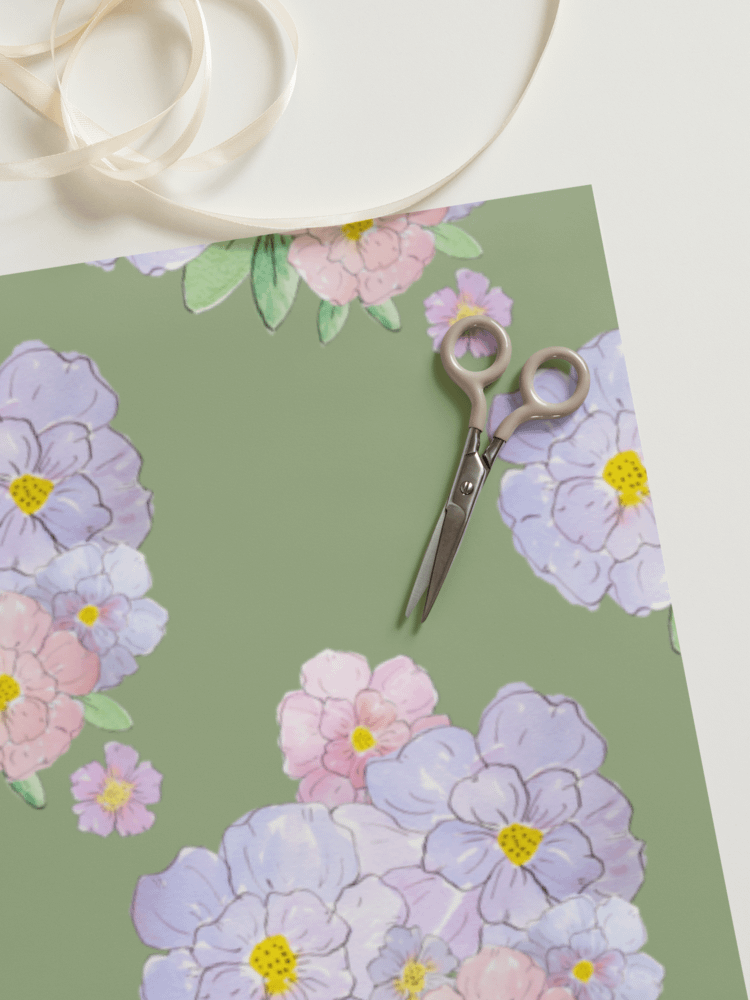 Gingham Blossoms Wrapping Paper Set of 3 Sheets product image (7)