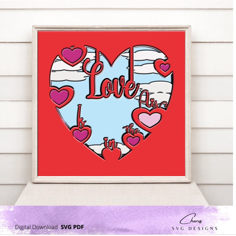 3D Love Is In The Air Valentine SVG Layered Shadow Box Design product image (3)