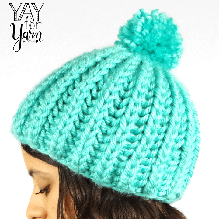 Easy SHORTCUT Brioche Pom Pom Hat - PDF Knitting Pattern & Video Tutorial product image (2)