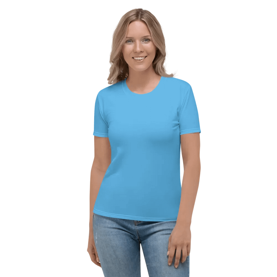 Plain Sky-Blue True Summer Women's Crewneck Polyester Heavyweight Premium T-Shirt by Treasure Pie product image (3)