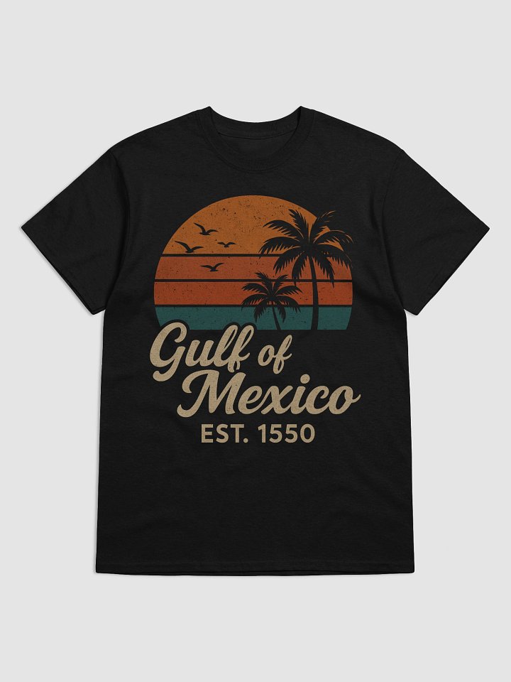 Gulf of Mexico EST. 1550 Retro T-Shirt – Palm Tree Sunset Coastal Tee product image (1)