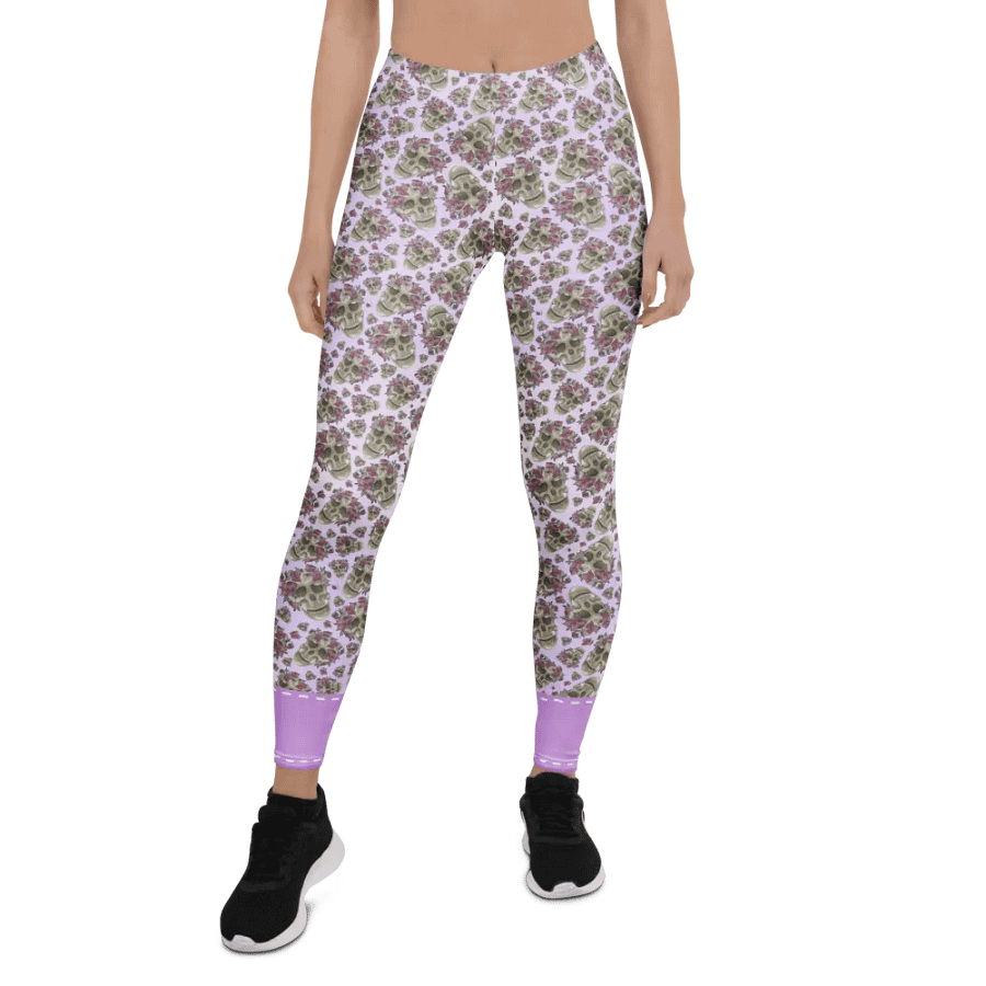 Smoky Lilac Skull & Rose Leggings product image (1)