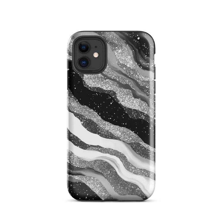 Black White Silver Marble Effect - Tough Phone Case product image (2)