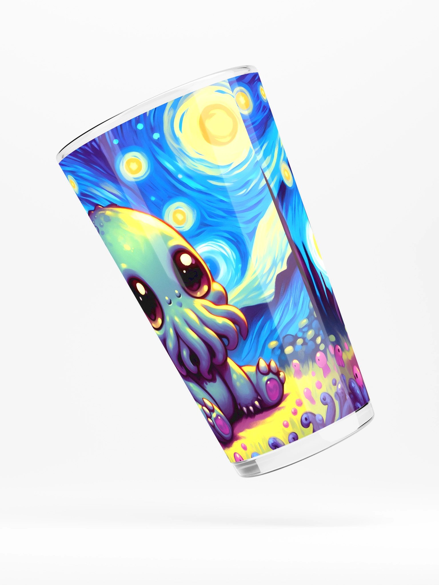 Starry Nights with Cute Cthulhu Pint Glass product image (4)