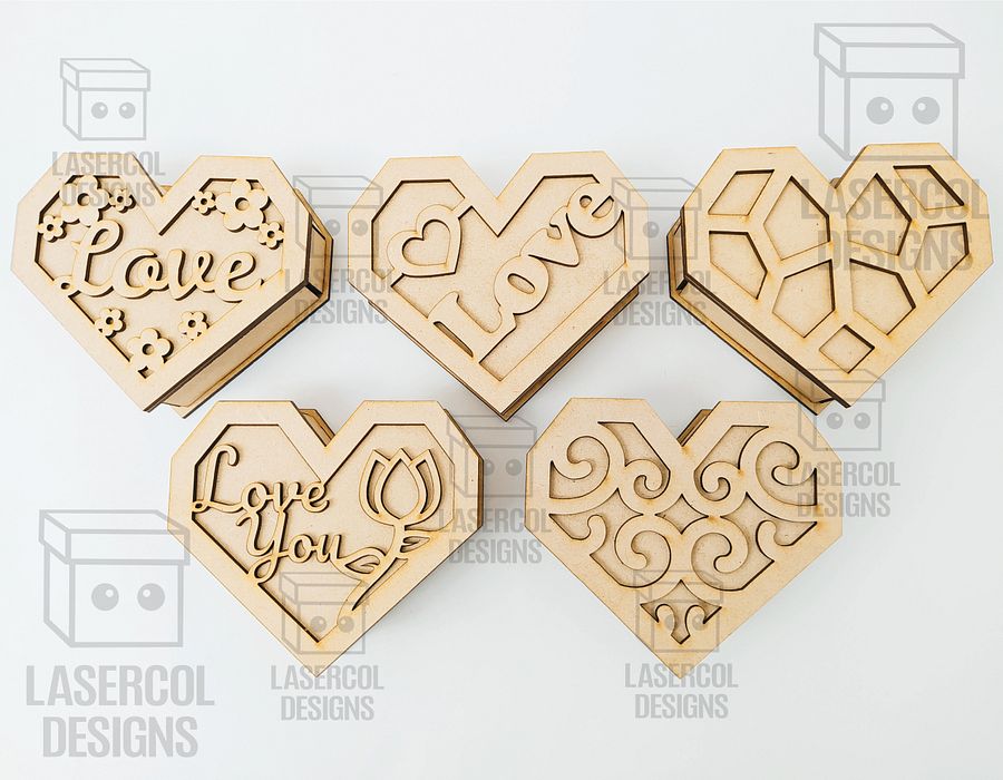 Heart Shaped Box Set 2 (5 Styles, 3 Sizes) - Laser Cut Files product image (5)