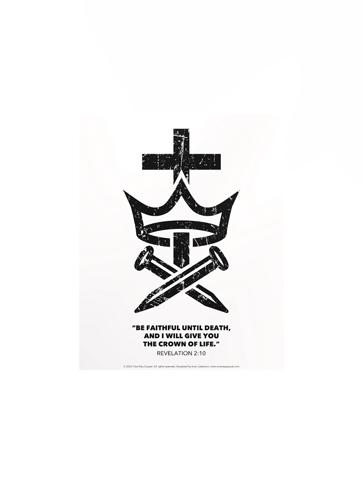 Cross, Crown, and Nails Christian Poster – Revelation 2:10 “Be Faithful Until Death” product image (2)