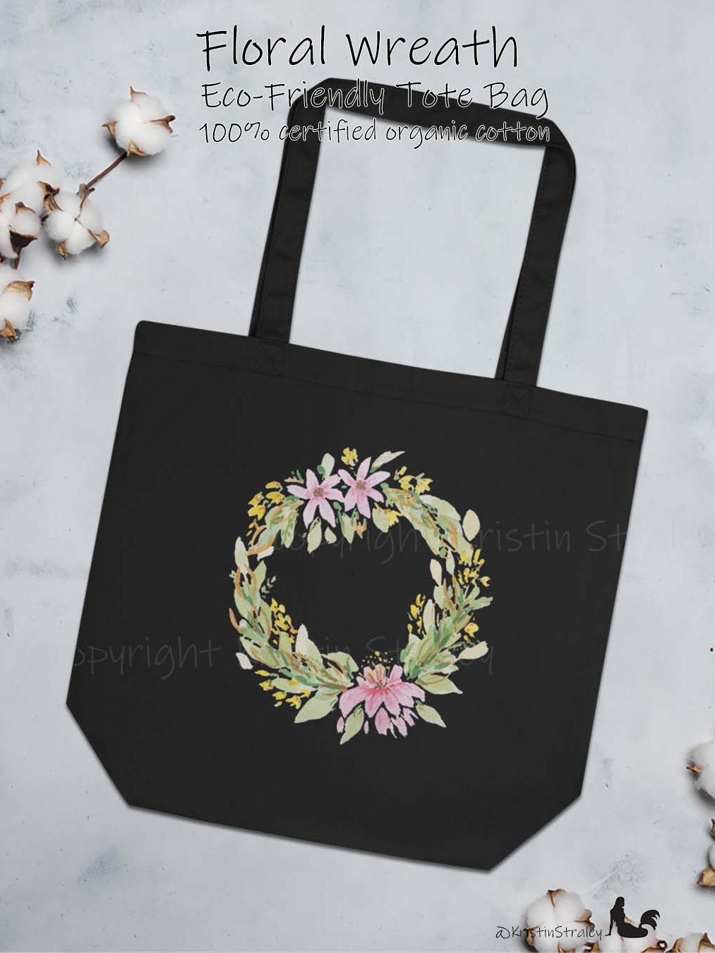 Floral Wreath Eco Cotton Tote Bag product image (2)
