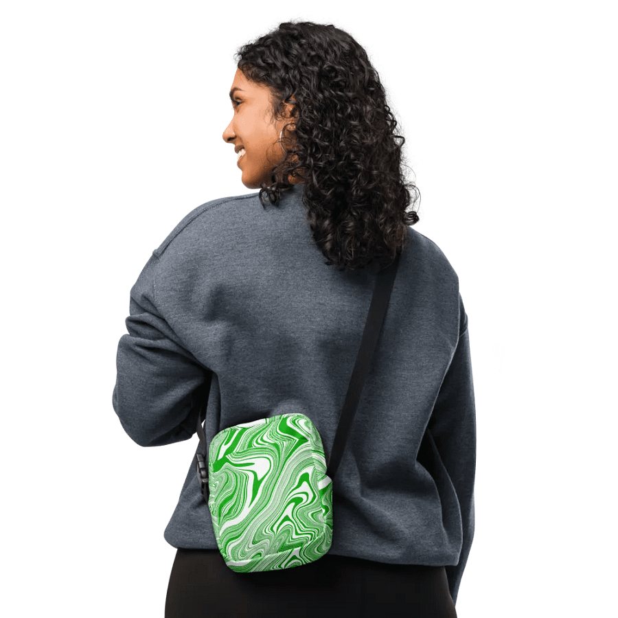 Utility Crossbody Bag - Green and White Liquid Swirls product image (11)