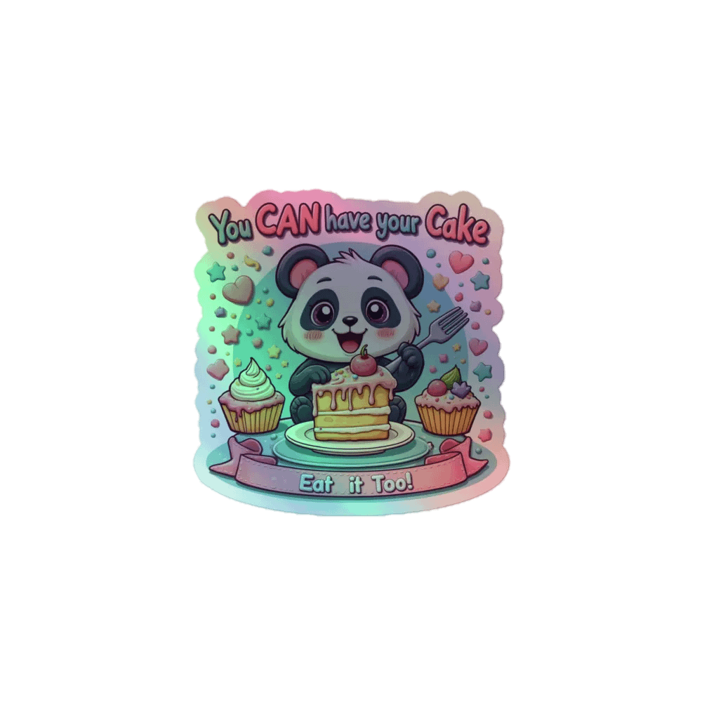 Panda Cake Party Holographic Sticker Sheet product image (1)