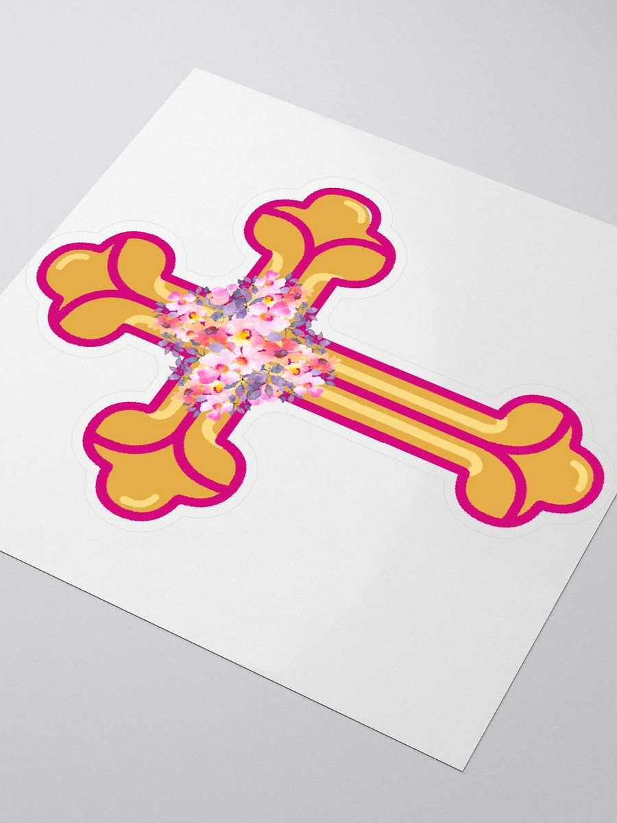 Gold & Pink Floral Cross Sticker product image (3)