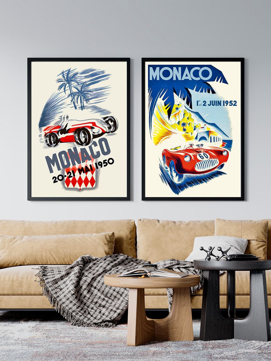 Monaco Vintage F1 Grand Prix, 1950 poster — Vintage Formula 1 poster, Monaco Grand Prix poster, retro travel poster, retro travel art product image (2)