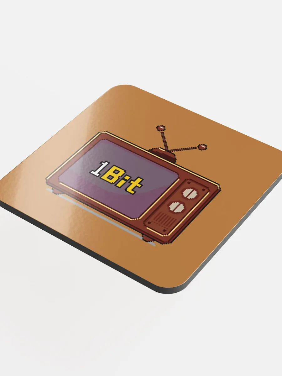 1Bit Pixel Art Glossed Cork Coaster (limited copper edition) product image (4)