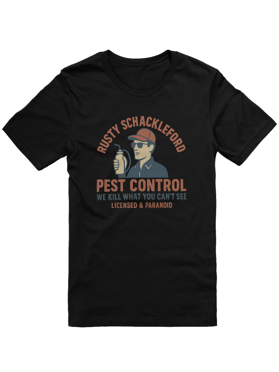 Rusty Shackleford Pest Control T-Shirt – King of the Hill Dale Gribble Parody Tee product image (1)