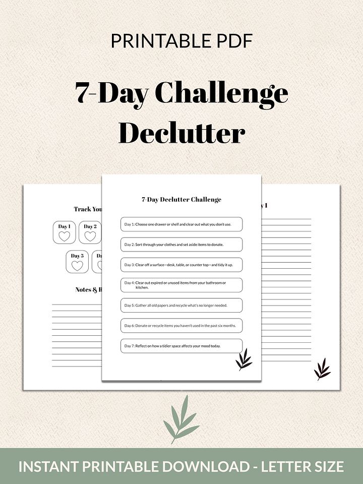 7-Day Declutter Challenge Printable product image (2)