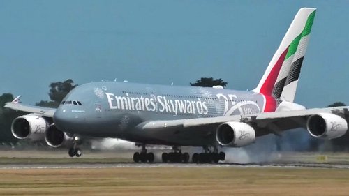 @emirates A380 in the Skywards 25th anniversary livery making an appearance at @christchurch_airport today arriving as flight...