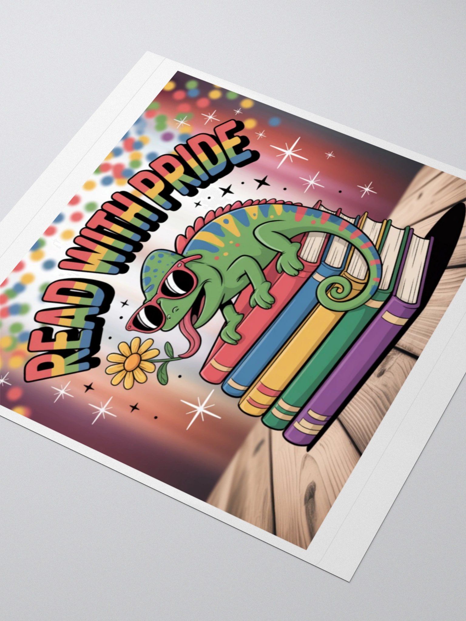LGBTQ+ Pride Sticker - Read With Pride Chameleon Design product image (9)