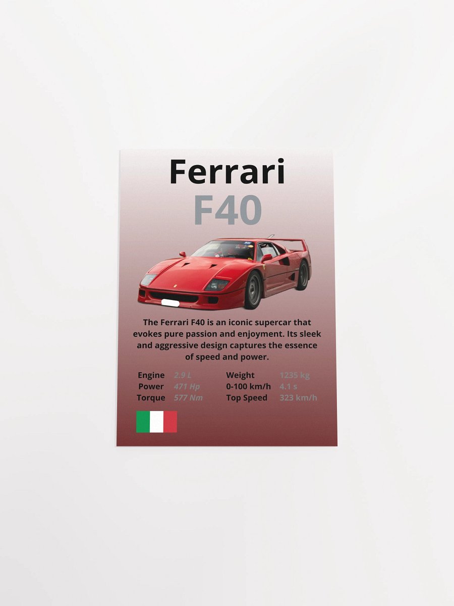 Ferrari F40 Wall Poster Without Frame product image (13)