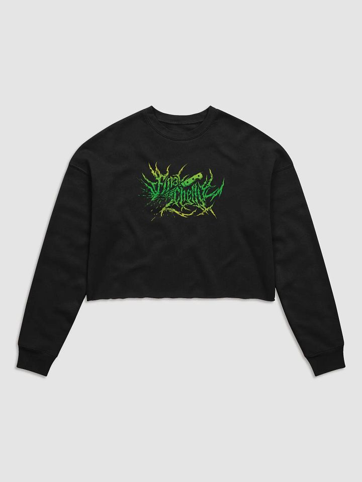 Keep It Metal Green Logo Womens Fleece Crop Top Printed Sweatshirt product image (1)