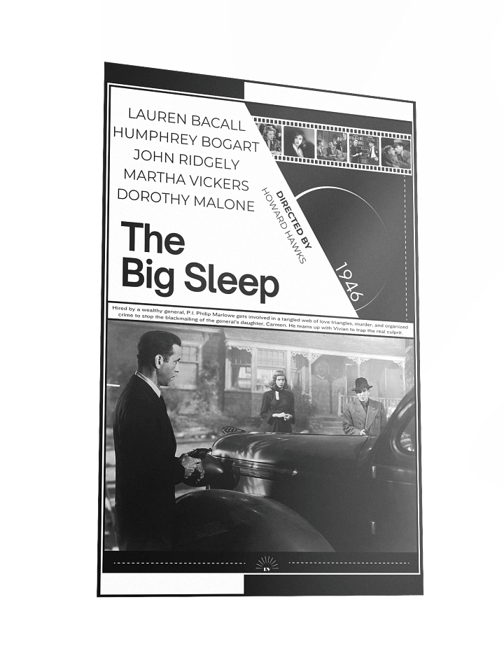 The Big Sleep with Humphrey Bogart and Lauren Bacall 1946 | Movie Poster | 12x18 Wall Art product image (2)