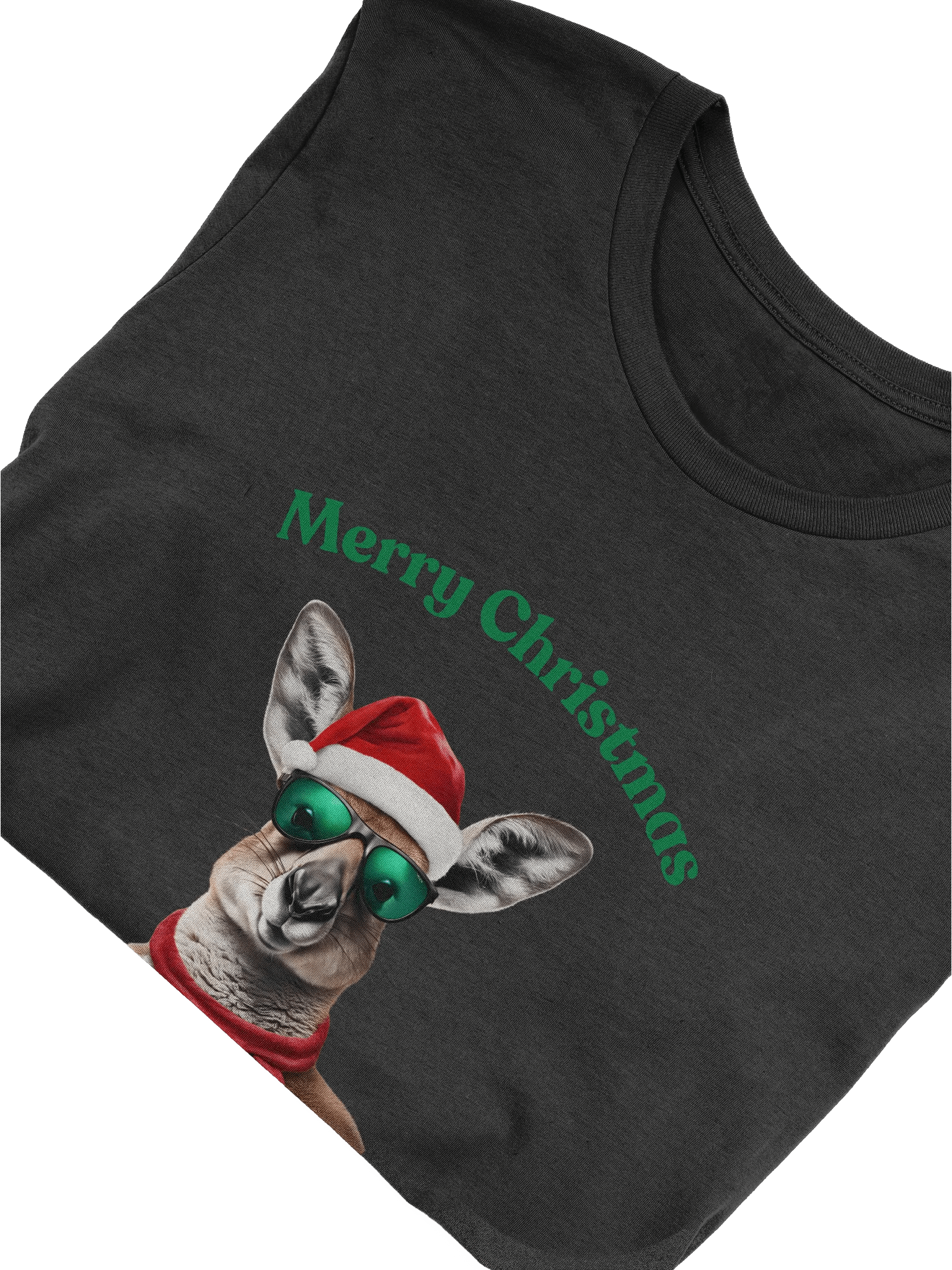 Festive Kangaroo Merry Christmas T-Shirt - Green product image (5)