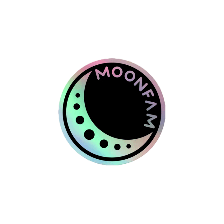 MoonFam 𝖑𝖔𝖌𝖔 holographic sticker product image (1)