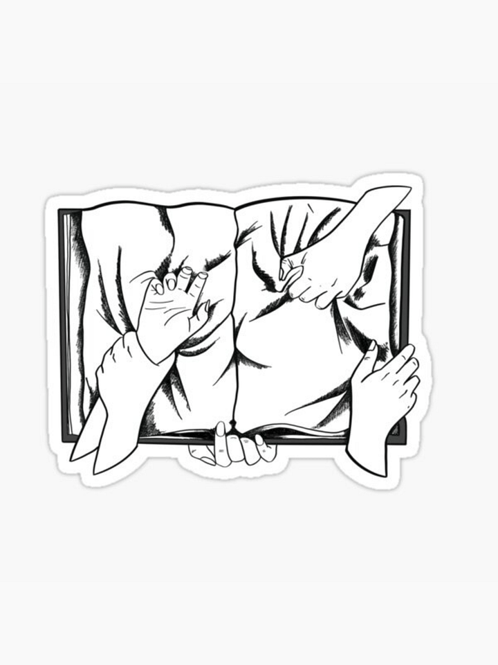 "Between the sheets- smut books" Sticker (black and white) product image (1)