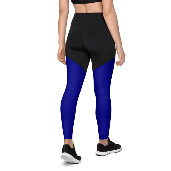 Plain Color Navy Blue Sports Leggings product image (2)
