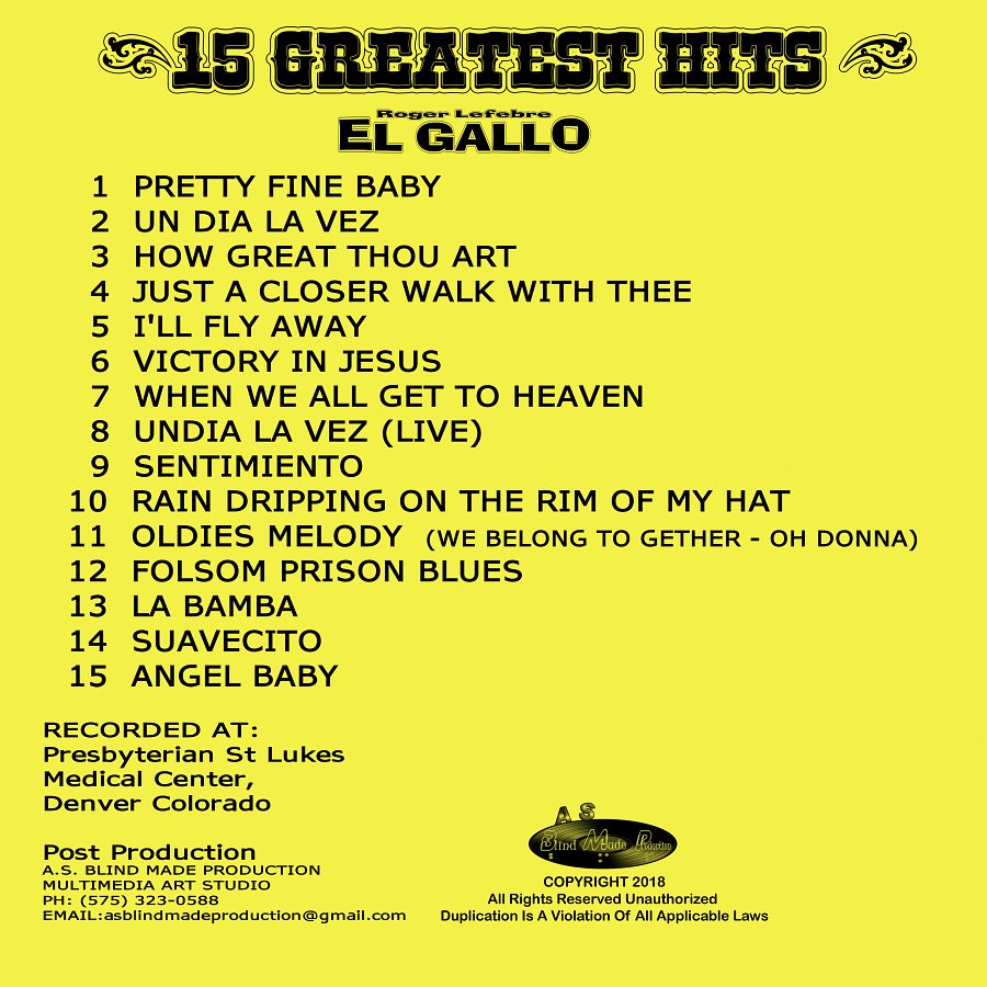 15 GREATEST HITS ROGER LEFEBRE "EL GALLO product image (2)