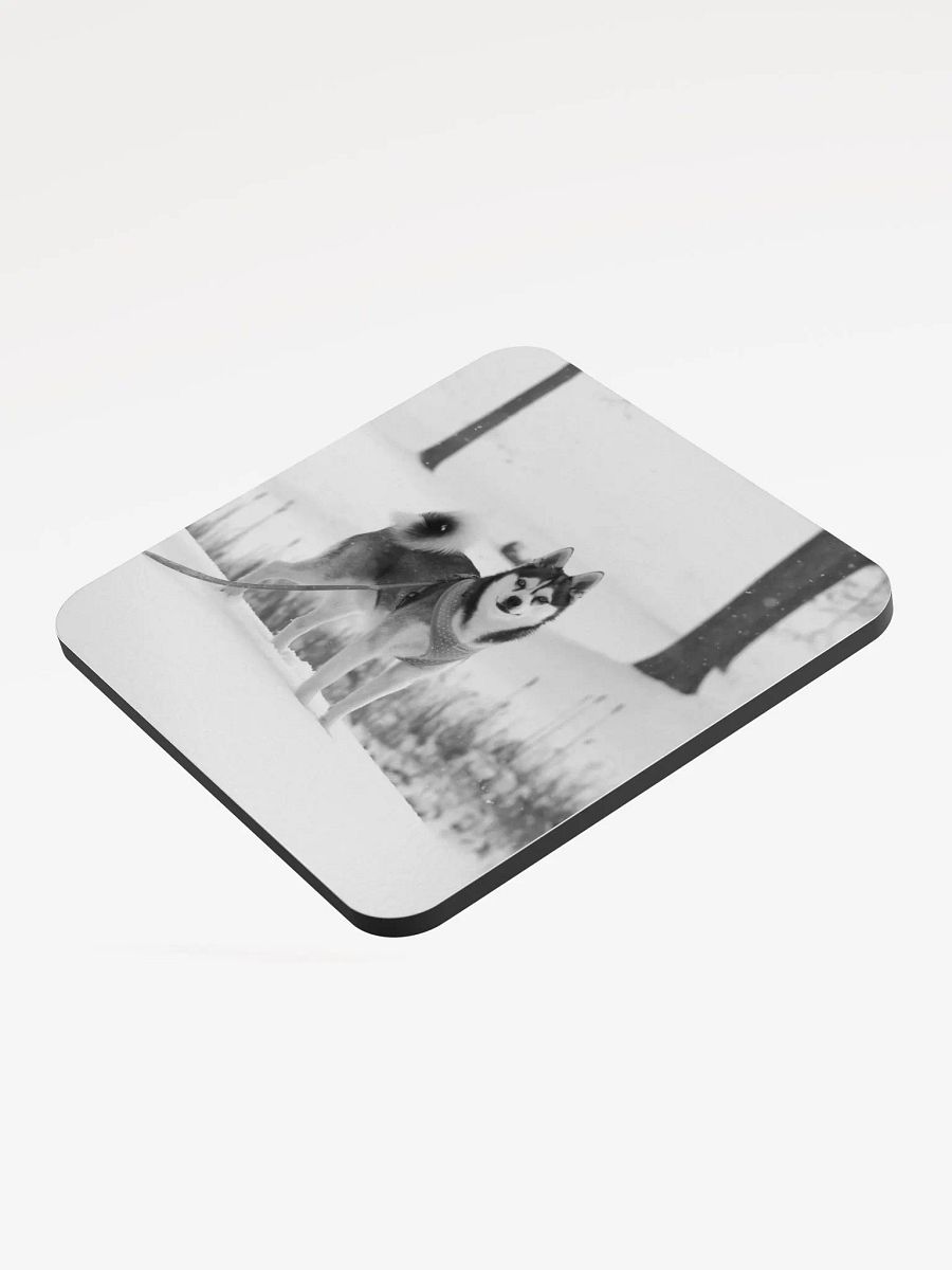Cork Coaster - Cute Klee Kai puppy in the snow product image (3)