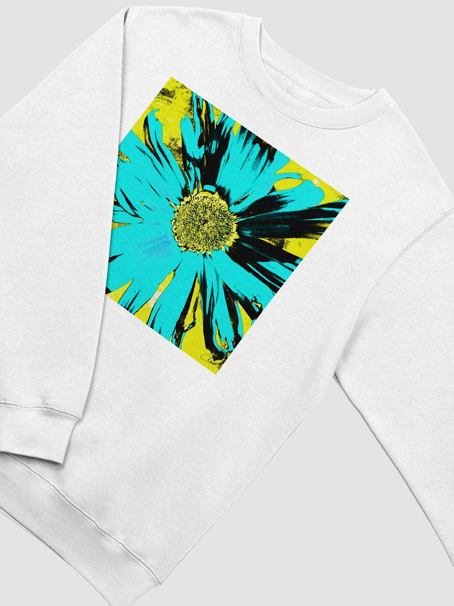 Abstract Yellow, Turquoise and Black Daisy Flower Ladies Crew Neck Sweatshirt product image (4)