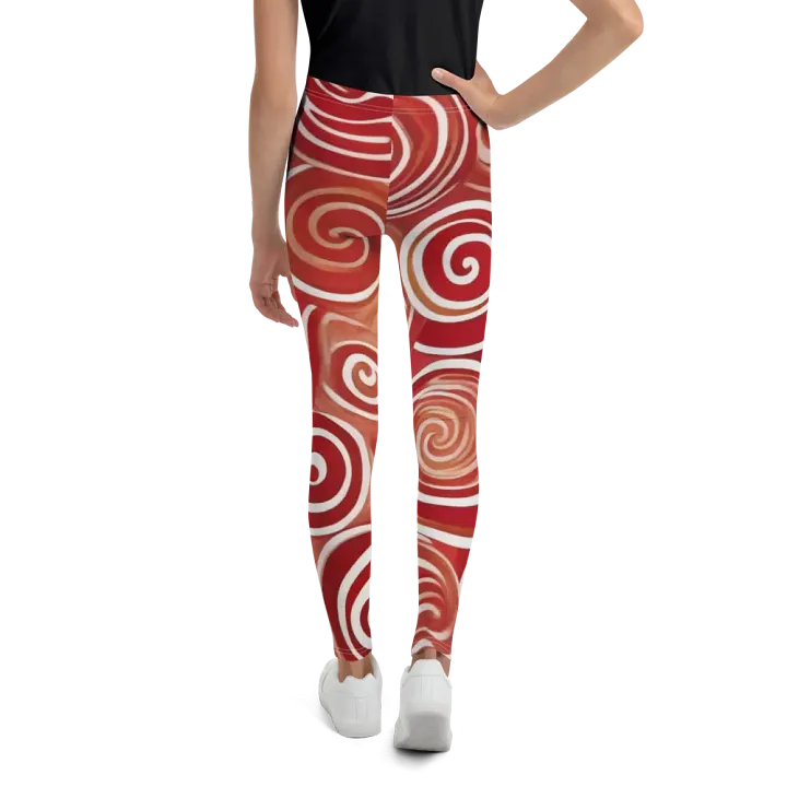 Funky Cherry Swirls Liquid Tie-Dye Youth Leggings product image (2)