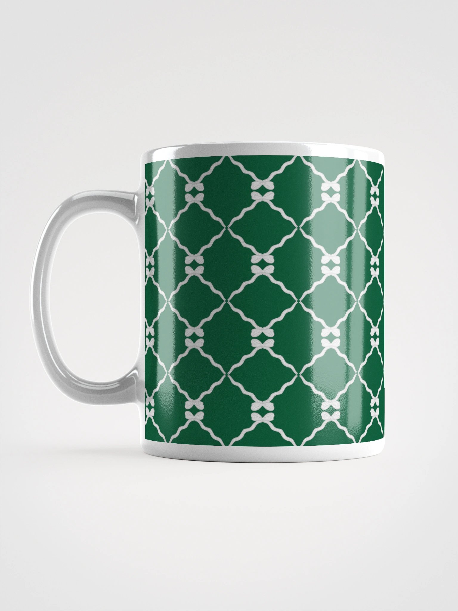 Bows and Ribbon Pattern Mug in Green and White product image (2)