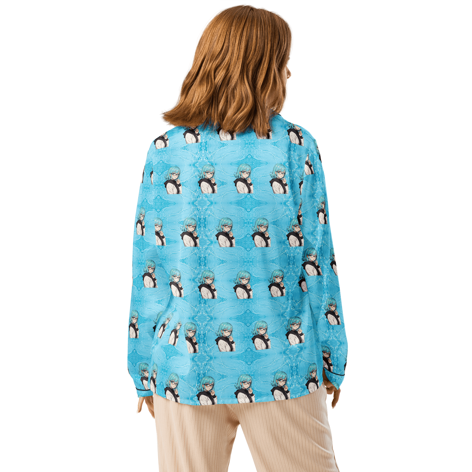 (Aqua WAIFU) K Women's Long Sleeve Pajama Top product image (2)