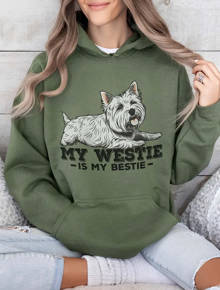 My Westie Is My Bestie Hooded Sweatshirt of a West Highland Terrier | Funny Hoodie for Westie Paw-rents product image (13)