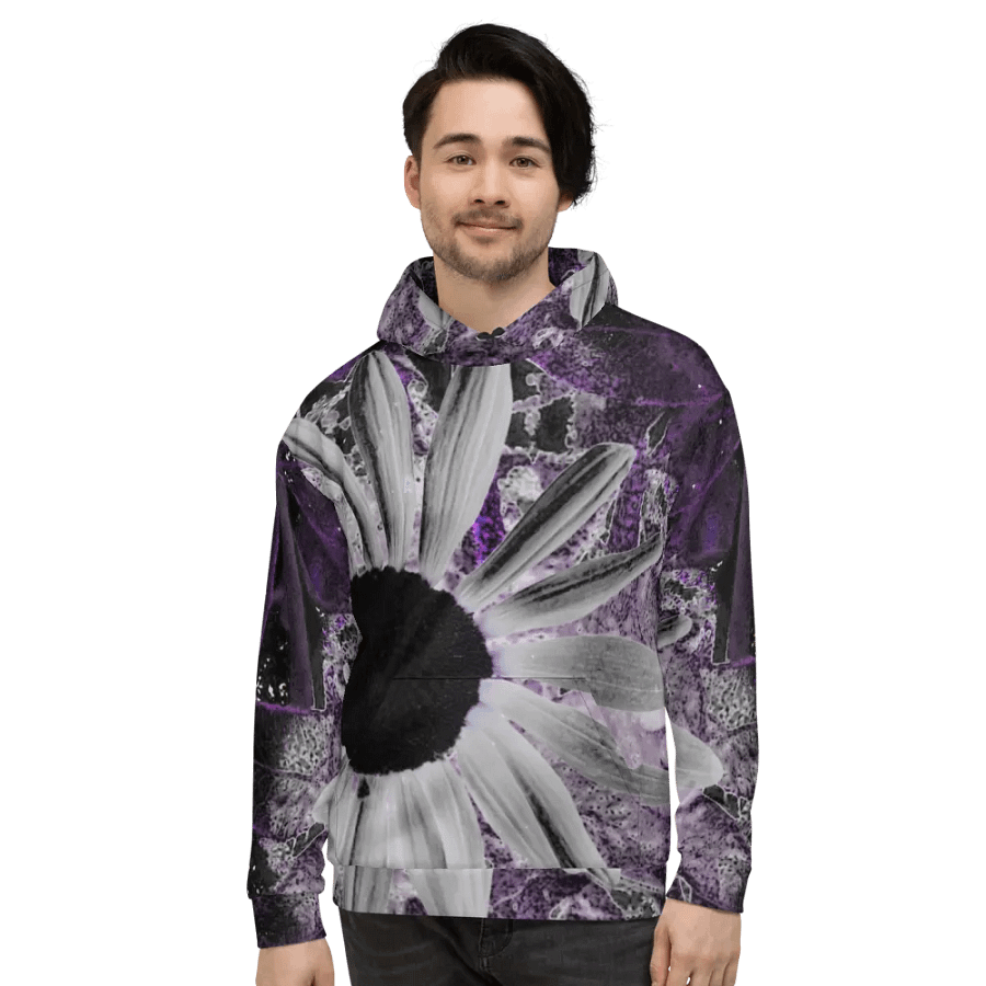 Abstract Dark Daisy Flower Unisex Pull Over Hoodie product image (4)