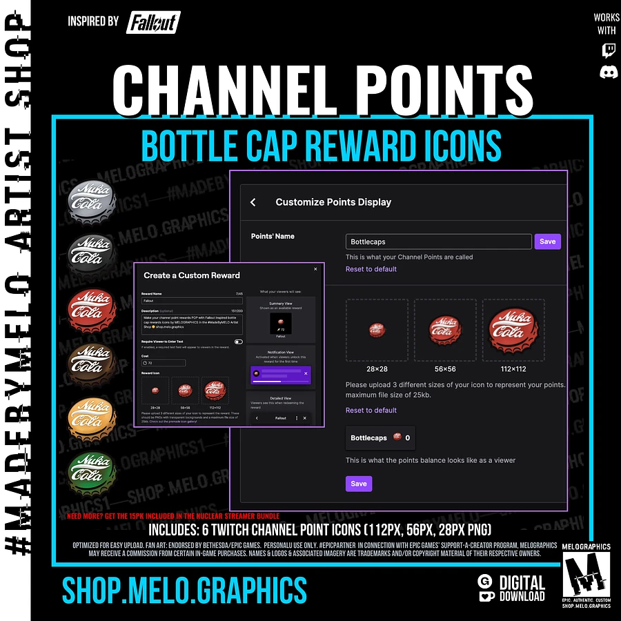 Bottlecaps - Twitch Channel Point Reward Icons 6pk | #MadeByMELO product image (2)