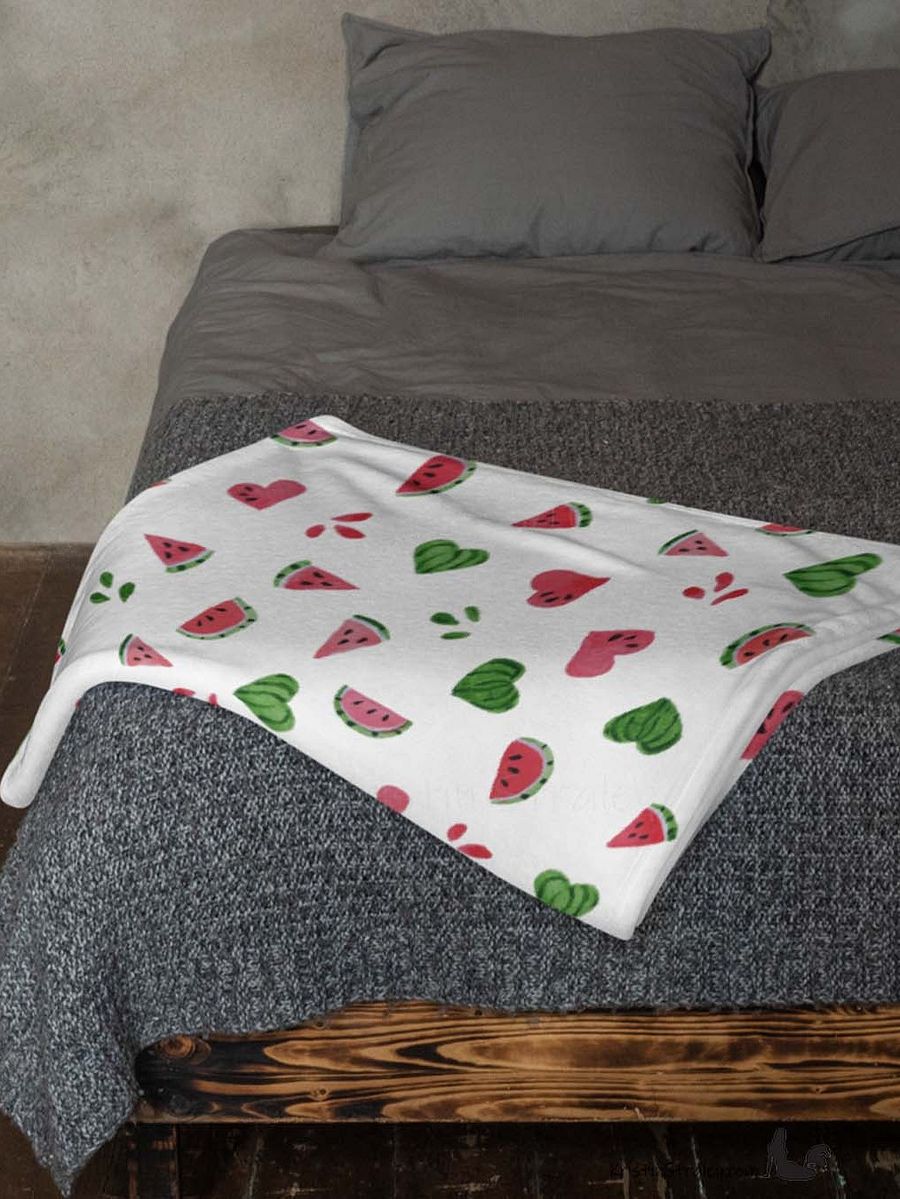 Watermelons and Hearts Fleece Throw Blanket product image (7)