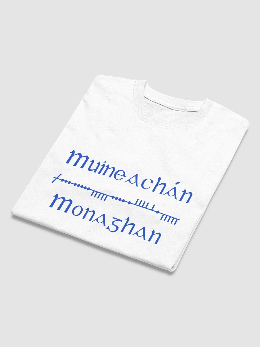 Monaghan/Muineachán Scholastic style Ogham white printed T-shirt product image (3)